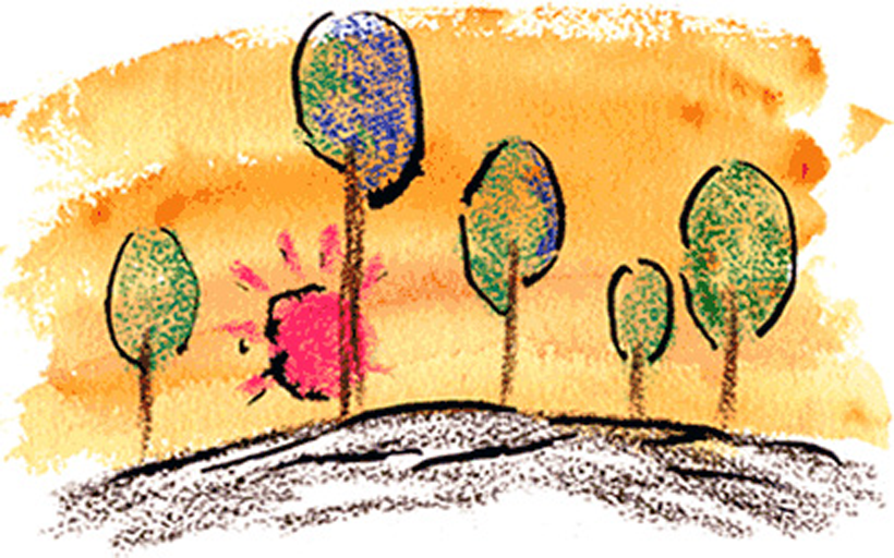 夕日が沈む挿絵