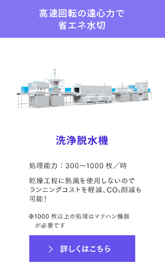 高速回転の遠心力で省エネ水切 洗浄脱水機